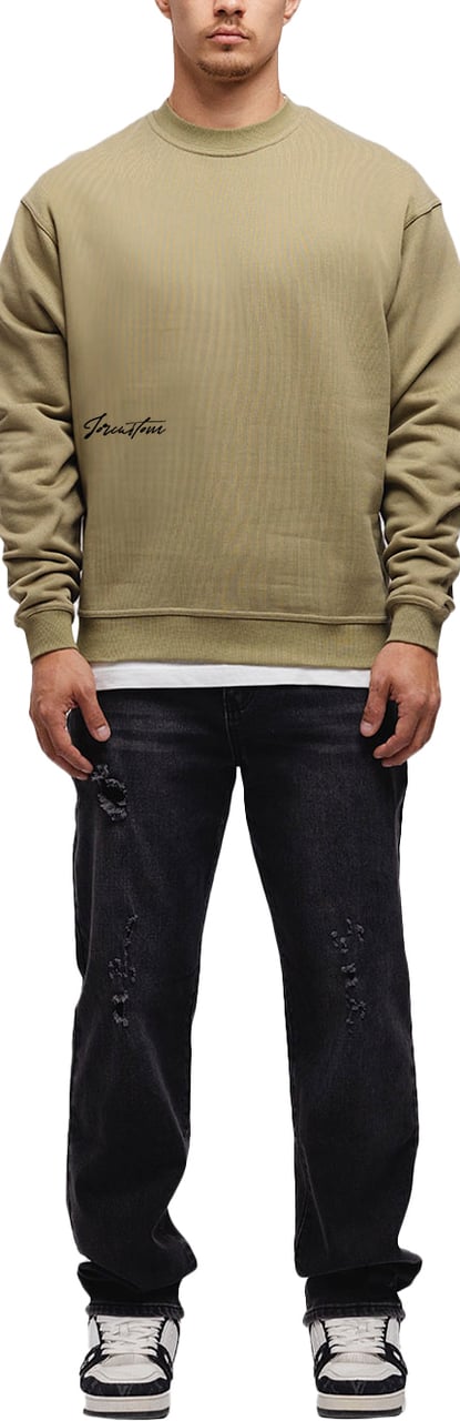 JORCUSTOM Outline Crewneck Sweater Olive Groen