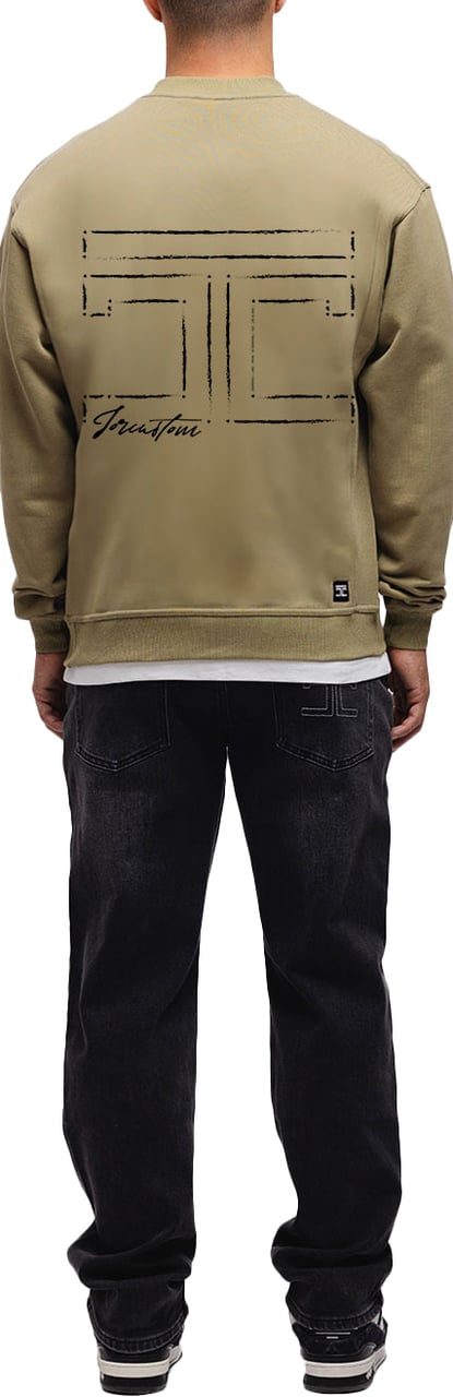 JORCUSTOM Outline Crewneck Sweater Olive Groen