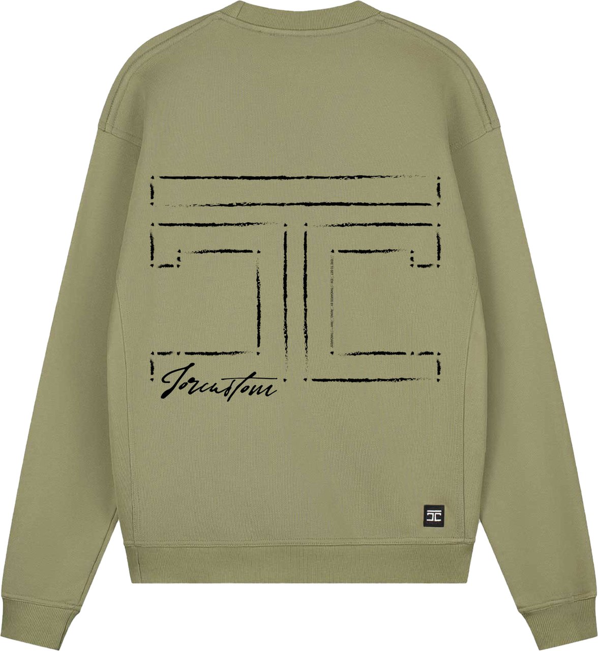 JORCUSTOM Outline Crewneck Sweater Olive Groen
