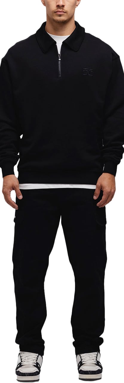 JORCUSTOM Outline Quarter Zip Sweater Black Zwart