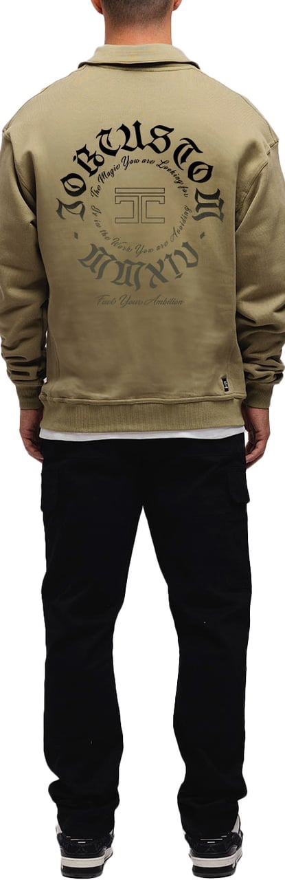 JORCUSTOM Ambition Quarter Zip Sweater Olive Groen