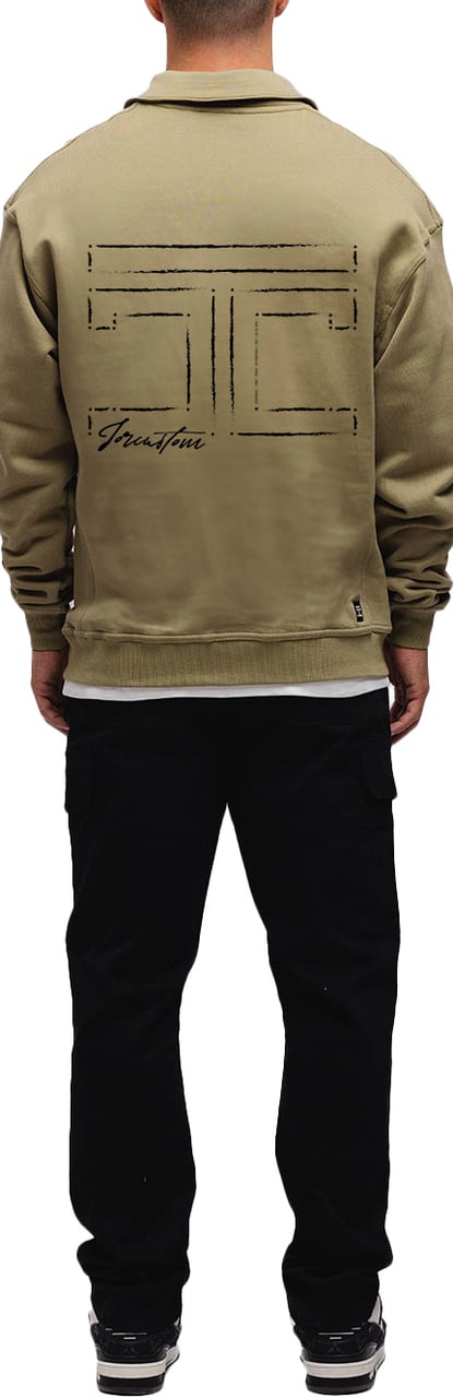 JORCUSTOM Outline Quarter Zip Sweater Olive Groen