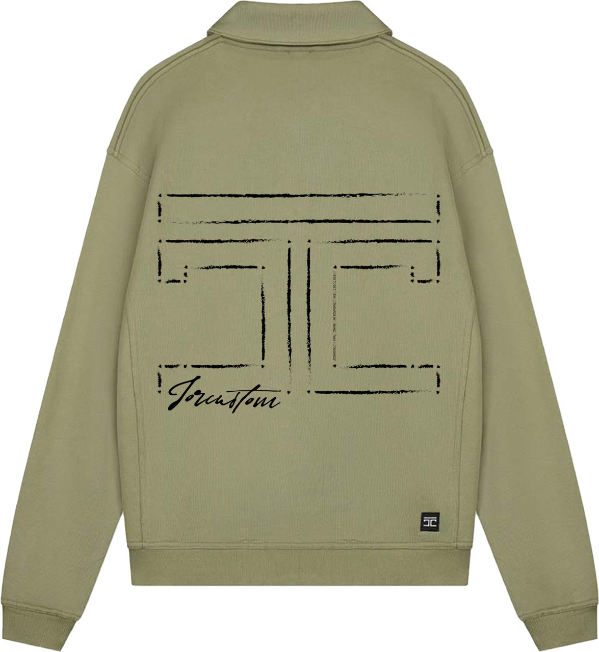 JORCUSTOM Outline Quarter Zip Sweater Olive Groen
