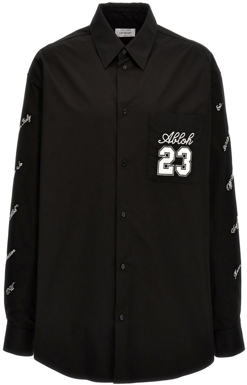OFF-WHITE Embroidered Cotton Shirt Zwart
