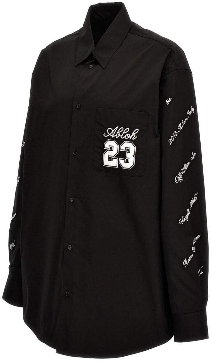 OFF-WHITE Embroidered Cotton Shirt Zwart