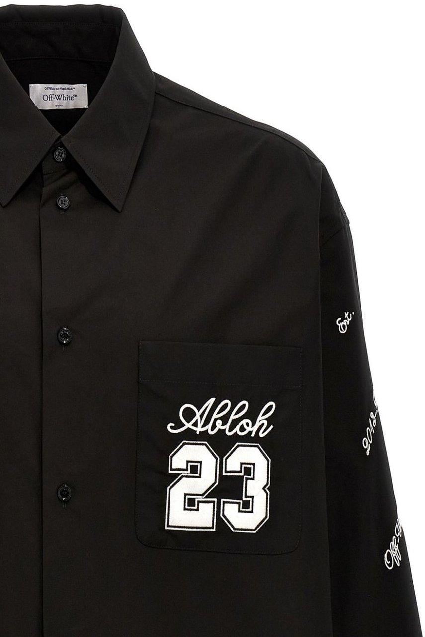 OFF-WHITE Embroidered Cotton Shirt Zwart
