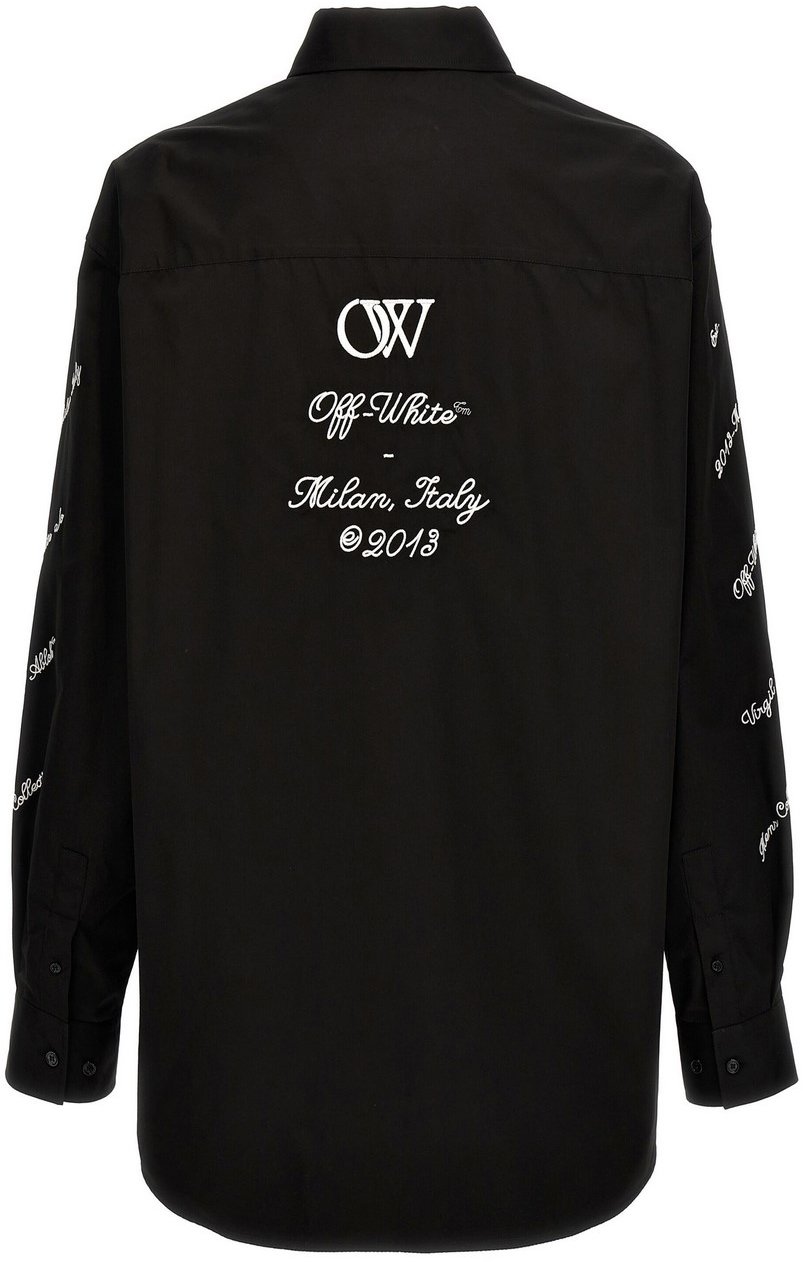 OFF-WHITE Embroidered Cotton Shirt Zwart