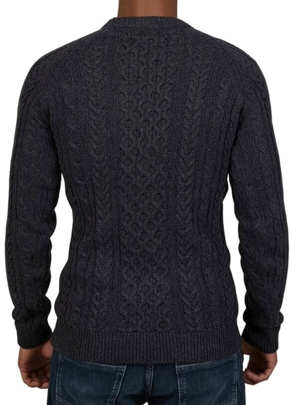 Wrong Friends CORBY CABLE KNIT SWEATER - ANTHRACITE Zwart
