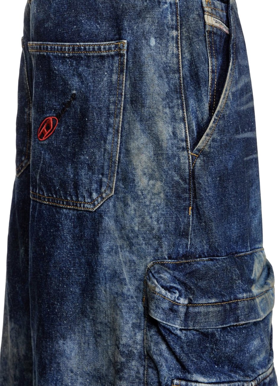 Diesel Denim Cargo Pants Blue Blauw