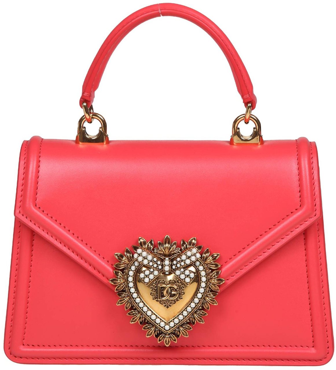 Dolce & Gabbana Dolce & gabbana small devotion handbag in coral leather Oranje
