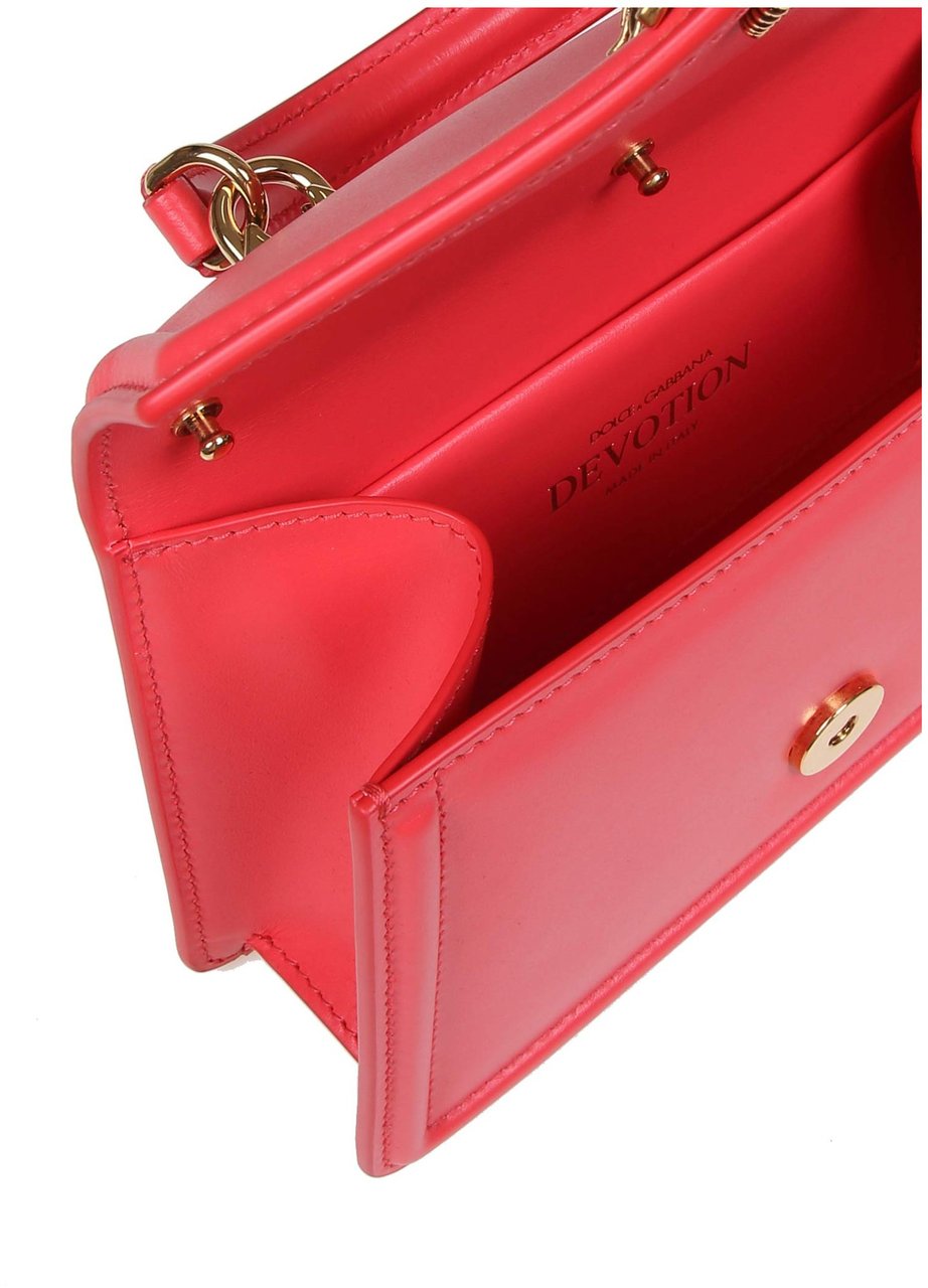 Dolce & Gabbana Dolce & gabbana small devotion handbag in coral leather Oranje