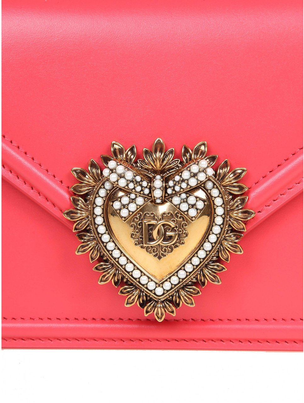 Dolce & Gabbana Dolce & gabbana small devotion handbag in coral leather Oranje