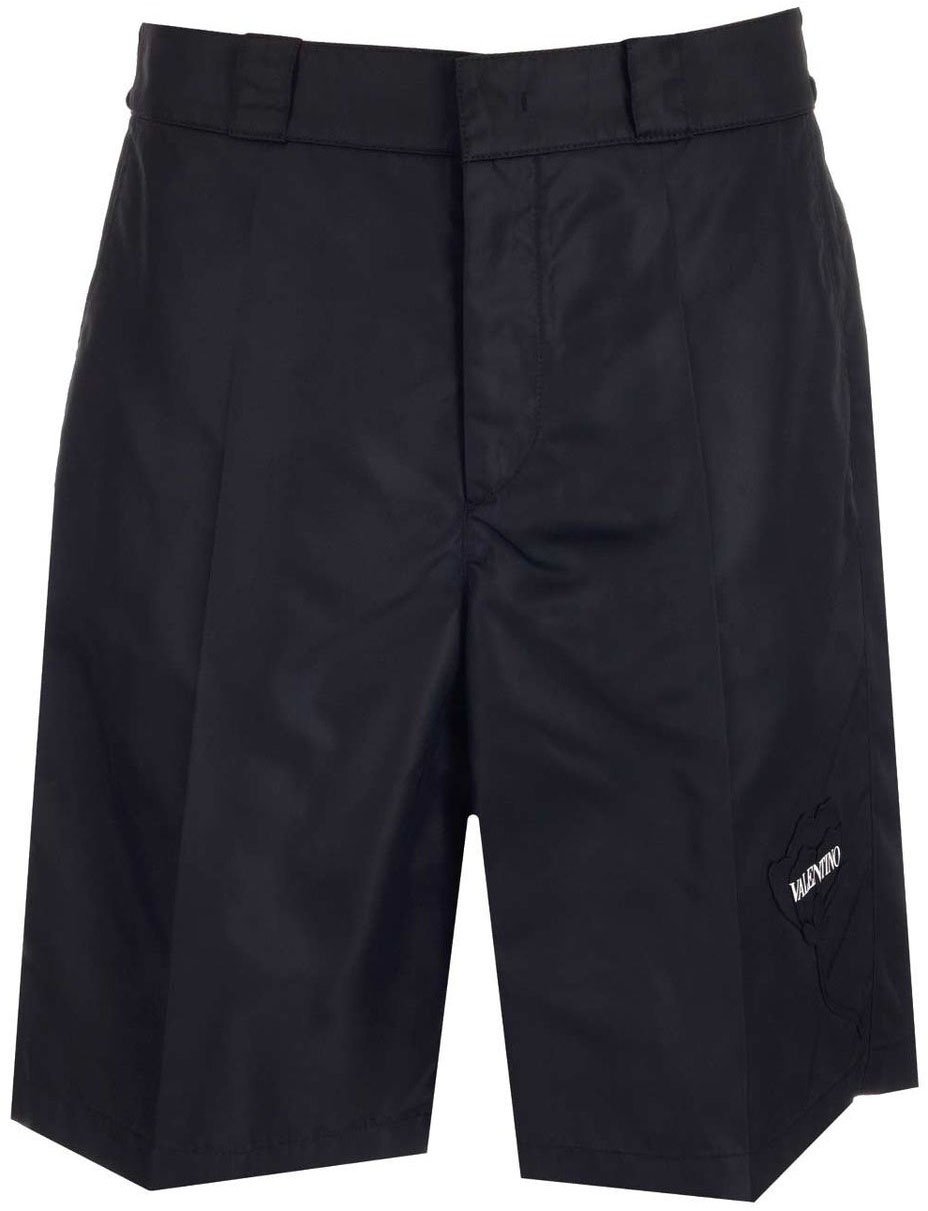 Valentino Valentino Flower Embroidery Bermuda Shorts Zwart