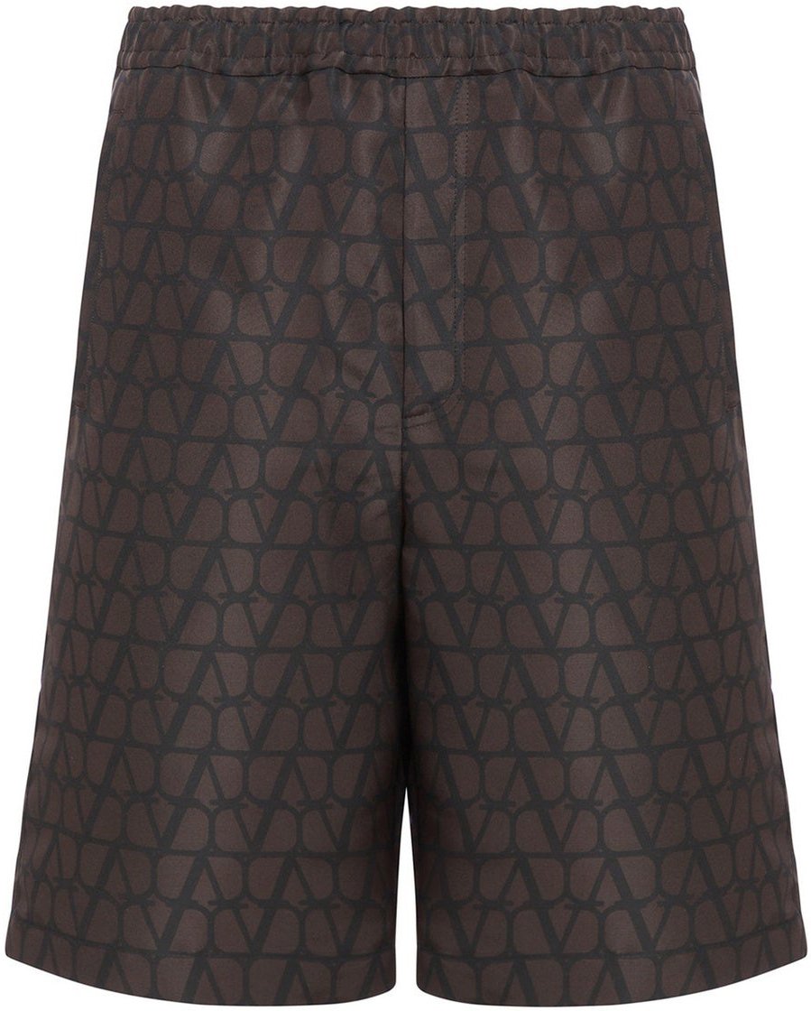 Valentino Valentino Logo Silk Shorts Bruin