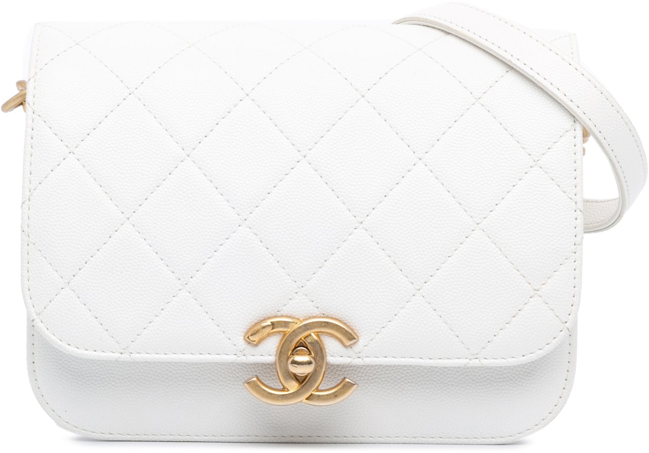 Chanel CC Quilted Caviar Flap Crossbody Wit