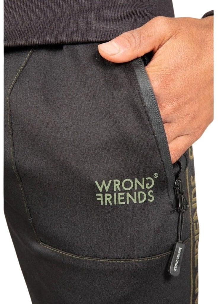 Wrong Friends LYON TRACK PANTS - BLACK/GREEN Groen