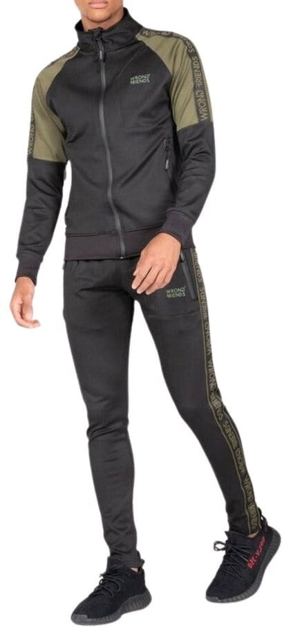 Wrong Friends LYON TRACK PANTS - BLACK/GREEN Groen