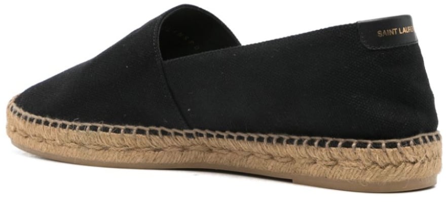 Saint Laurent Embroidered Logo Espadrilles Zwart