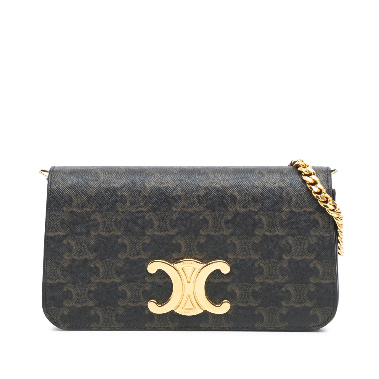 Celine Triomphe Coated Canvas Triomphe Multi Pochette Satchel Bruin
