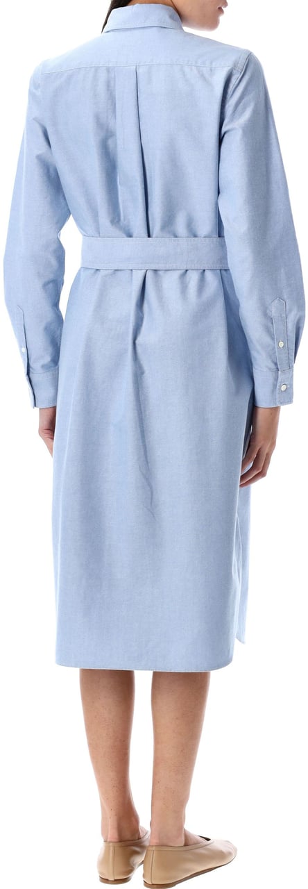 Ralph Lauren Long Sleeve Shirt Dress Oxford Blu Blauw