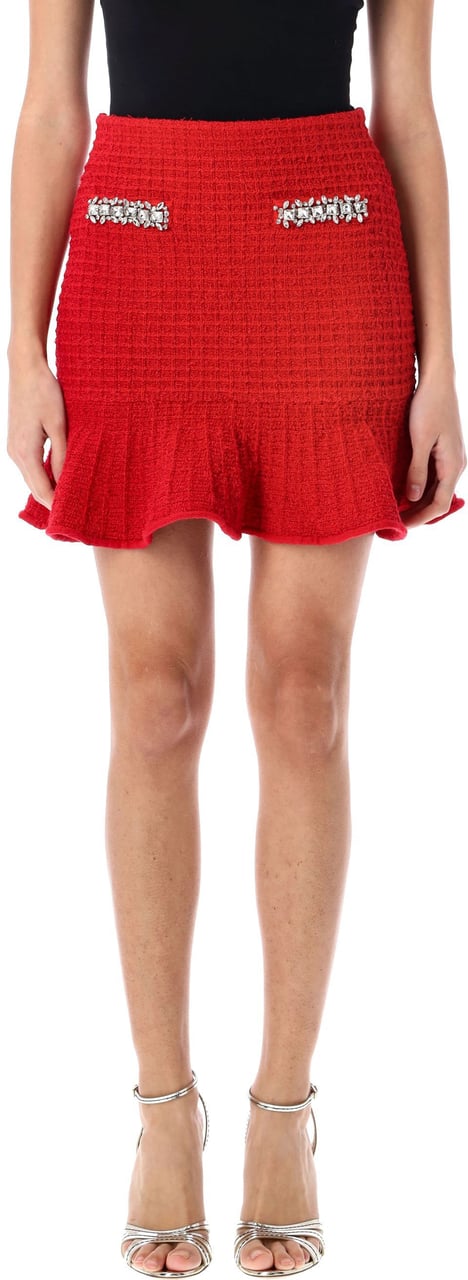 Self-Portrait Knit Mini Skirt Rosso Rood