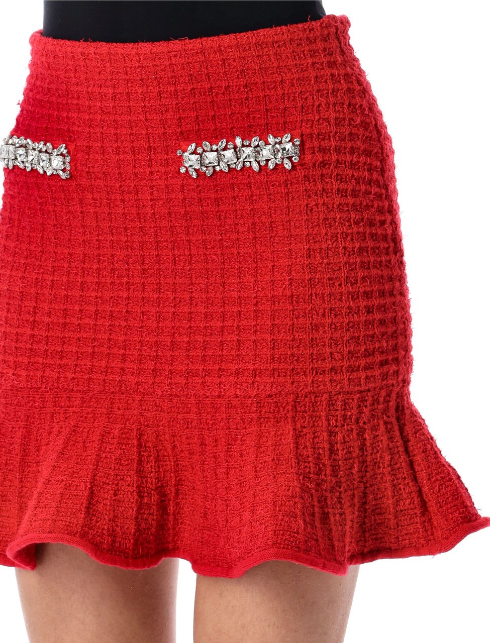 Self-Portrait Knit Mini Skirt Rosso Rood