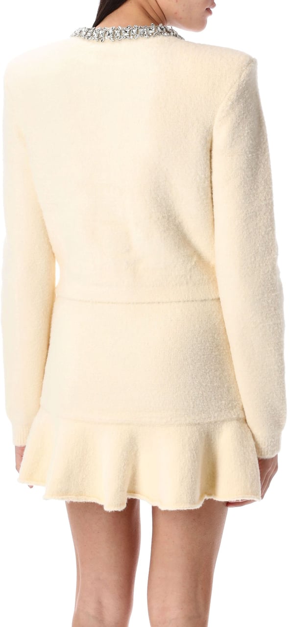 Self-Portrait Cardigan Knit Strass Bianco Wit
