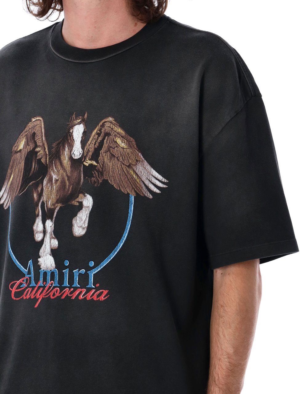 Amiri Vintage Wash Pegasus Tee Nero Zwart