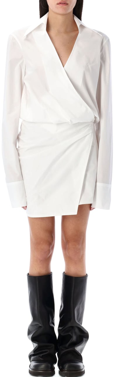 The Attico Popeline Shirt Mini Dress Bianco Wit