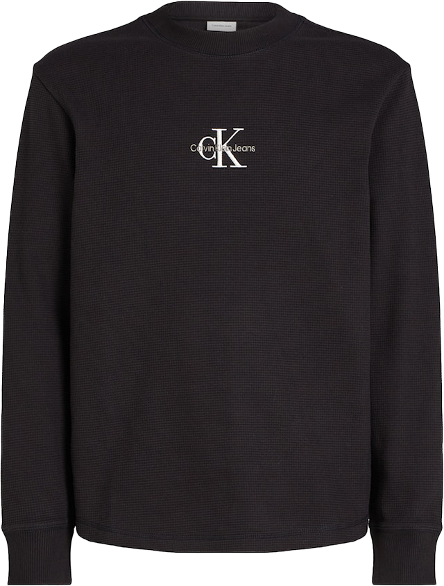 Calvin Klein Calvin Klein Jeans Monologo Waffle LS Tee Zwart