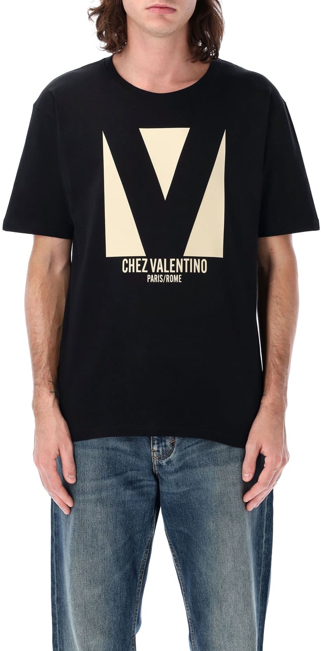 Valentino Garavani Tshirt Chez Valentino Nero Zwart