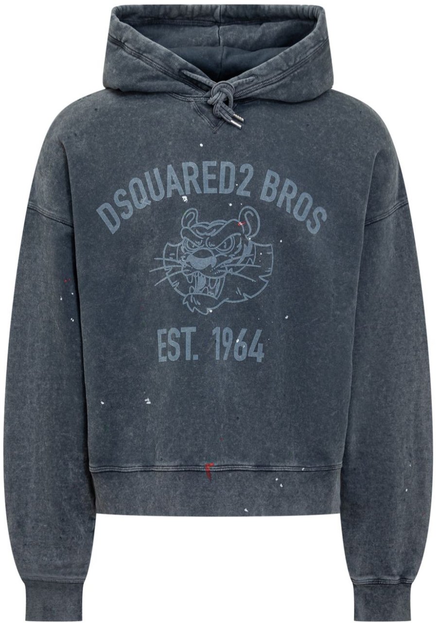 Dsquared2 Cotton Hooded Sweatshirt Blauw