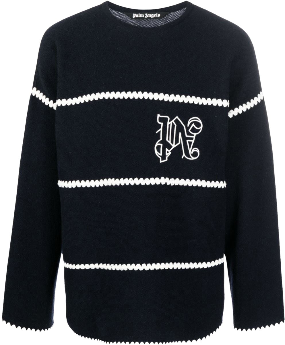 Palm Angels Sweaters Blue Blauw