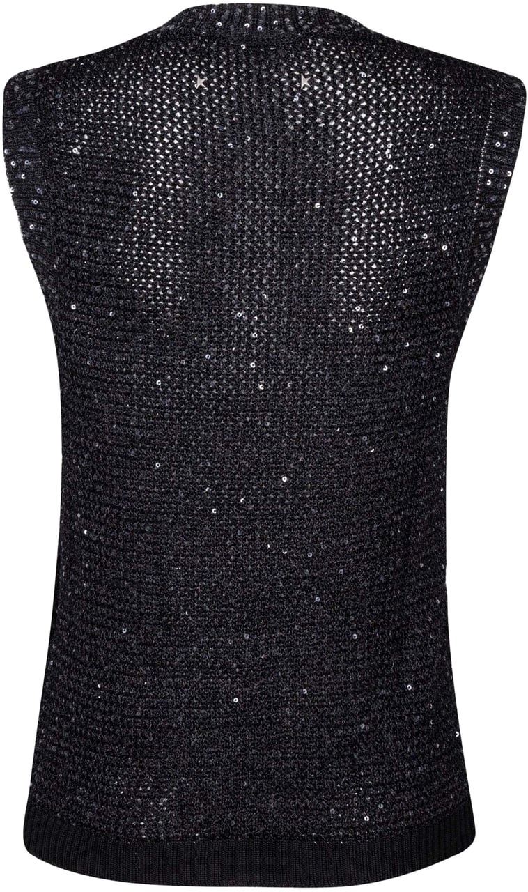 Golden Goose Knit vest with sequins 'Melyssa' Zwart