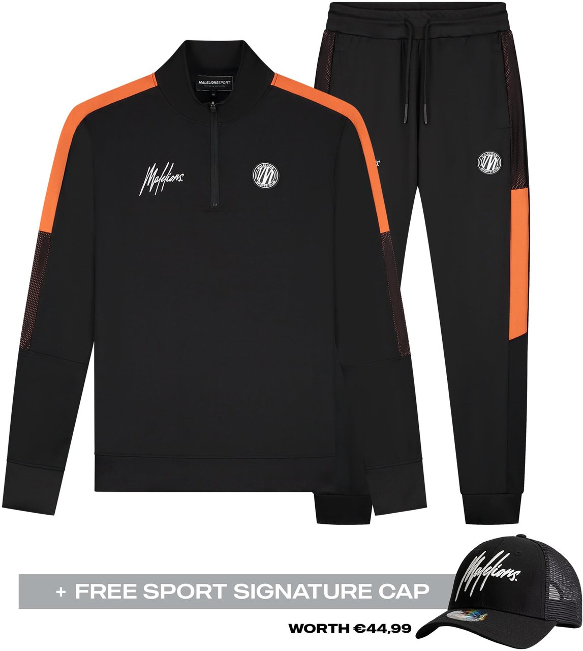 Malelions Transfer Quarter Zip Tracksuit Zwart