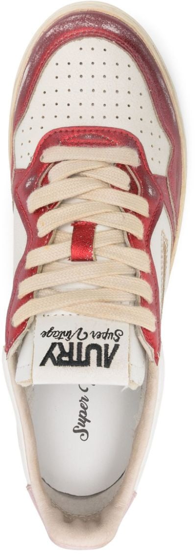 Autry autry basket medalist super vintage en cuir blanc rouge et rose Rood