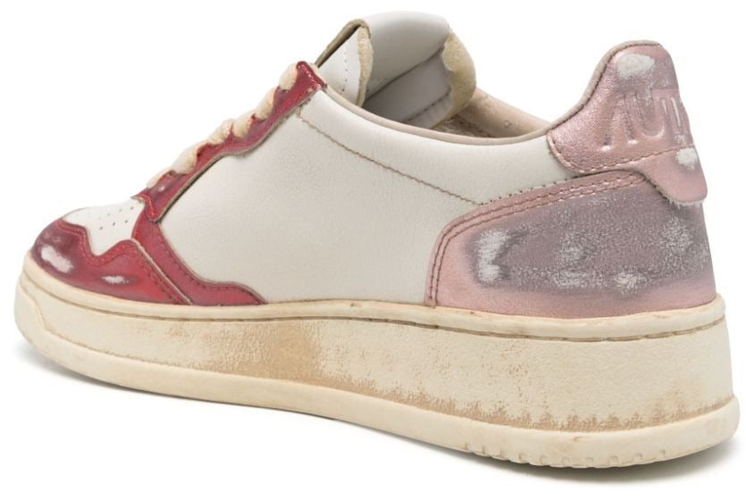 Autry autry basket medalist super vintage en cuir blanc rouge et rose Rood