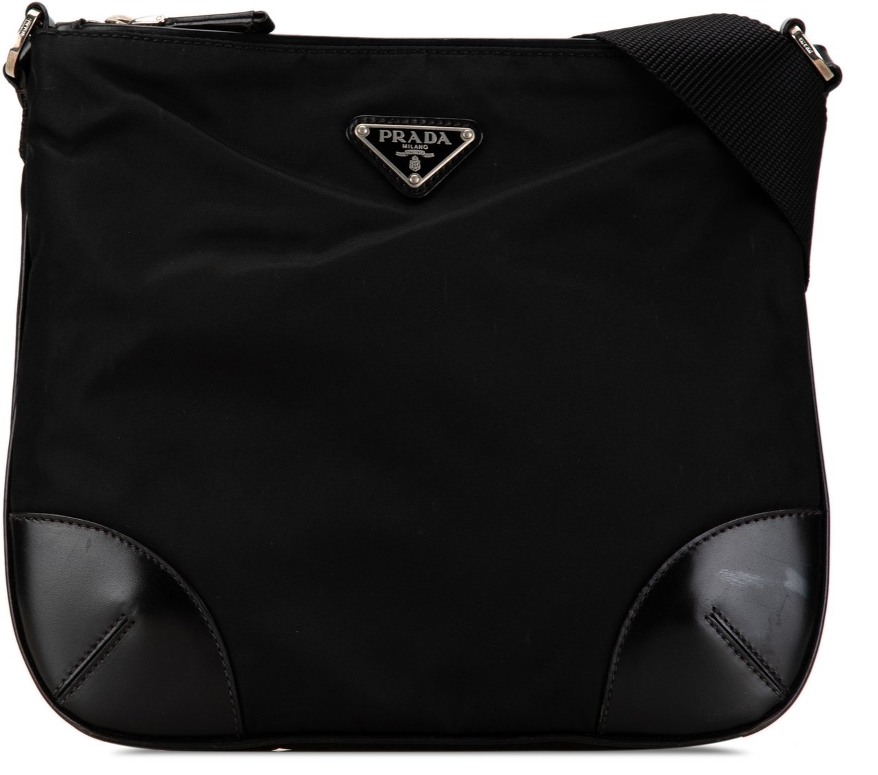 Prada Saffiano Trimmed Tessuto Crossbody Zwart