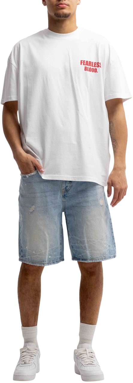 Fearless Blood Vintage T-Shirt Heren Wit/Rood Rood
