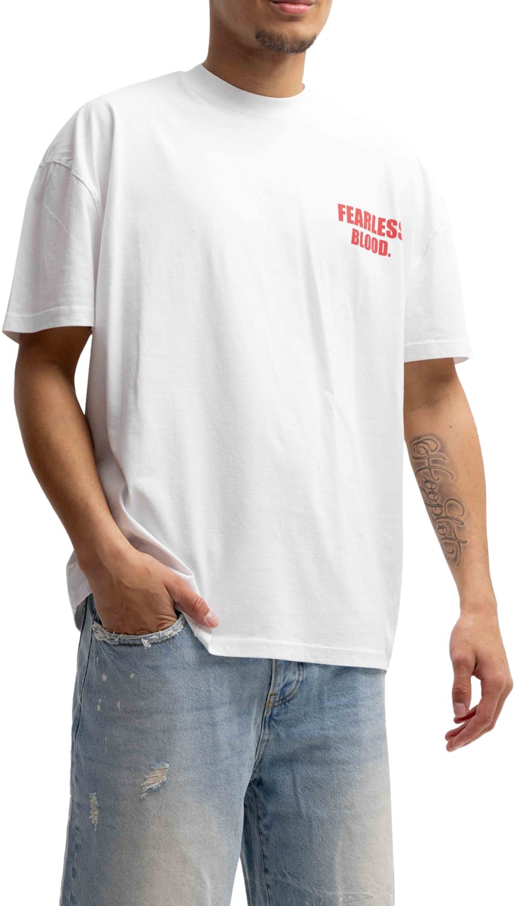 Fearless Blood Vintage T-Shirt Heren Wit/Rood Rood