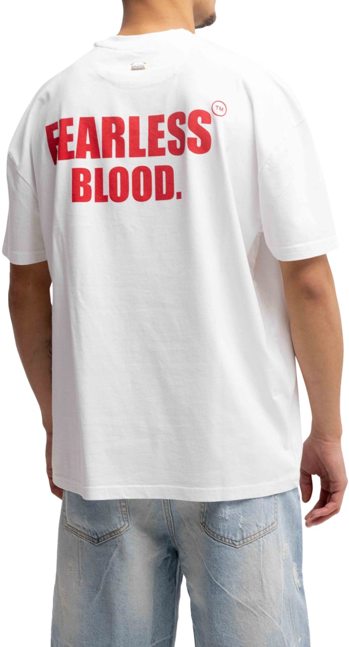 Fearless Blood Vintage T-Shirt Heren Wit/Rood Rood