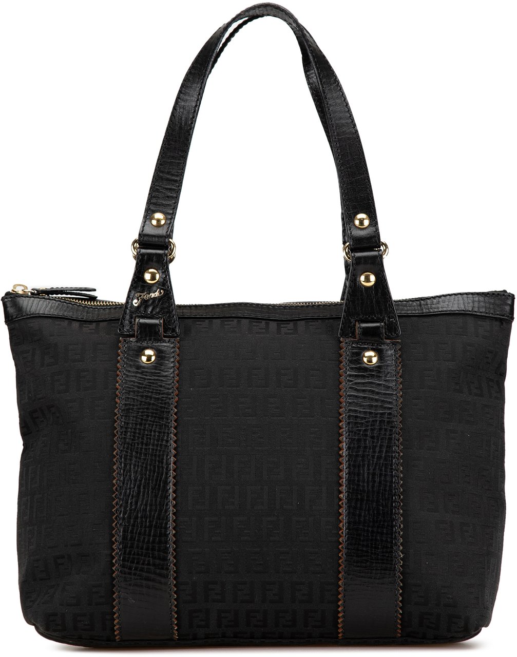 Fendi Zucchino Canvas Handbag Zwart