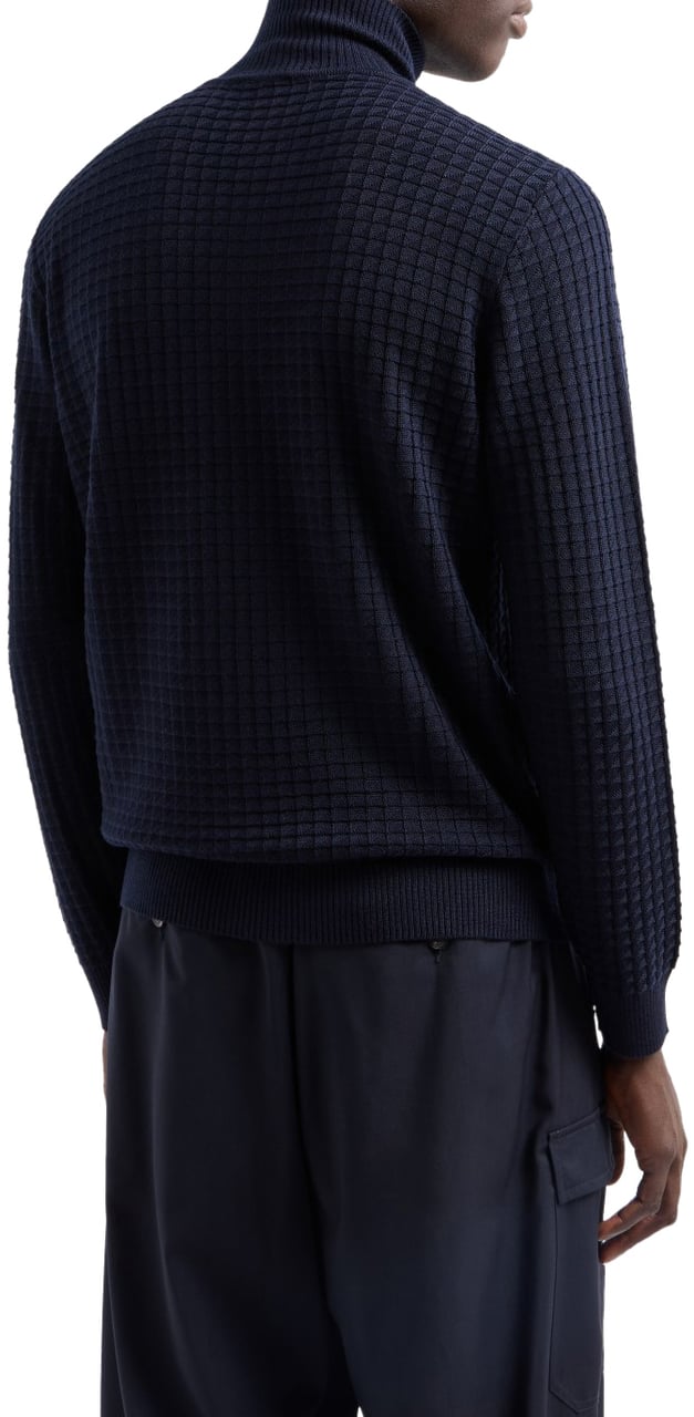 Emporio Armani Sweaters Treccia Blu Blauw