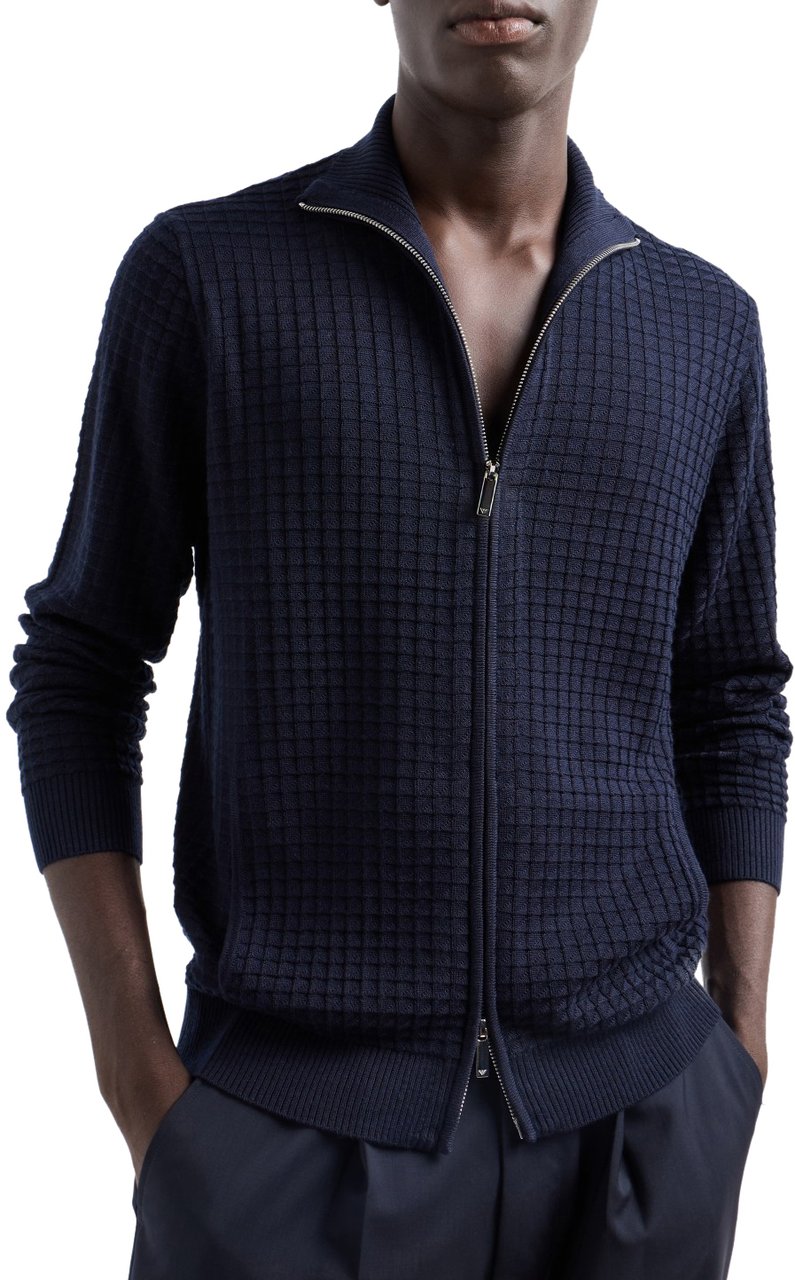 Emporio Armani Sweaters Treccia Blu Blauw