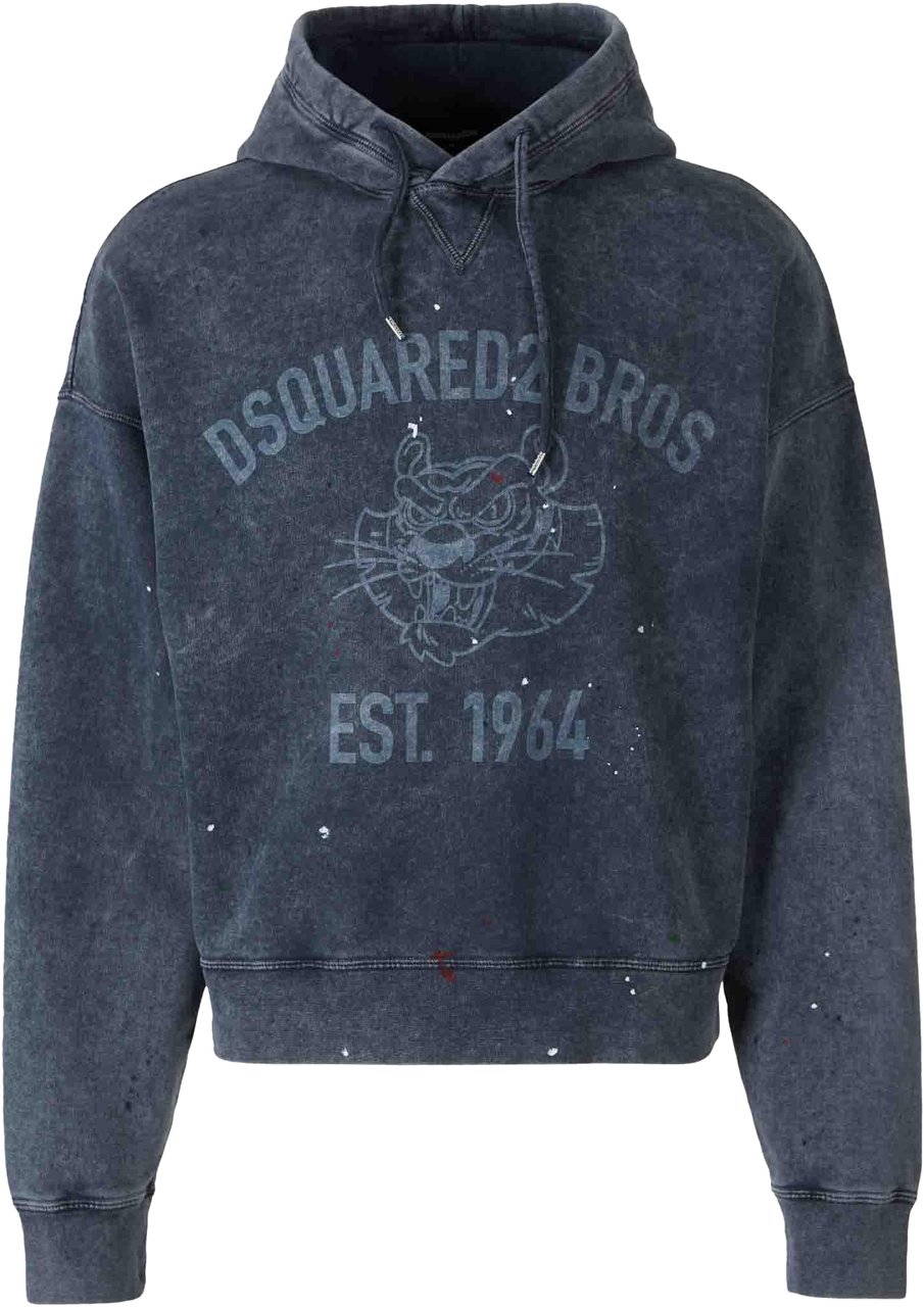 Dsquared2 Cotton Hooded Sweatshirt Blauw