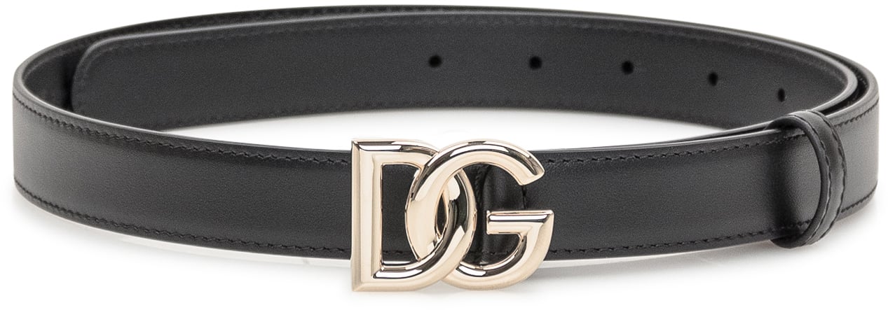 Dolce & Gabbana Calfskin Belt With DG Logo Zwart