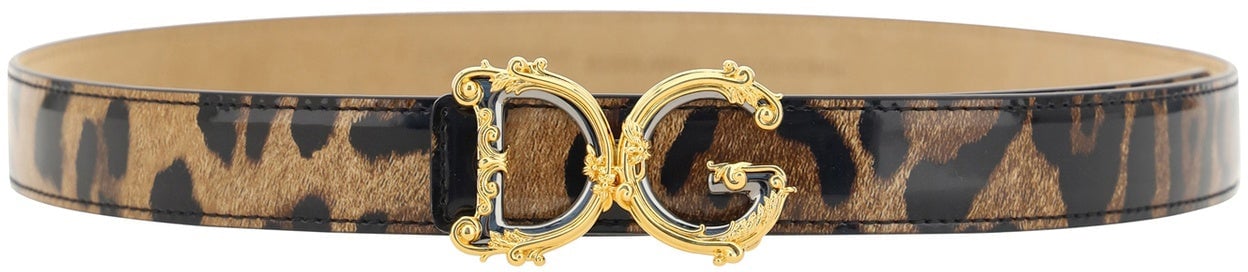 Dolce & Gabbana Leopard Print Belt Bruin