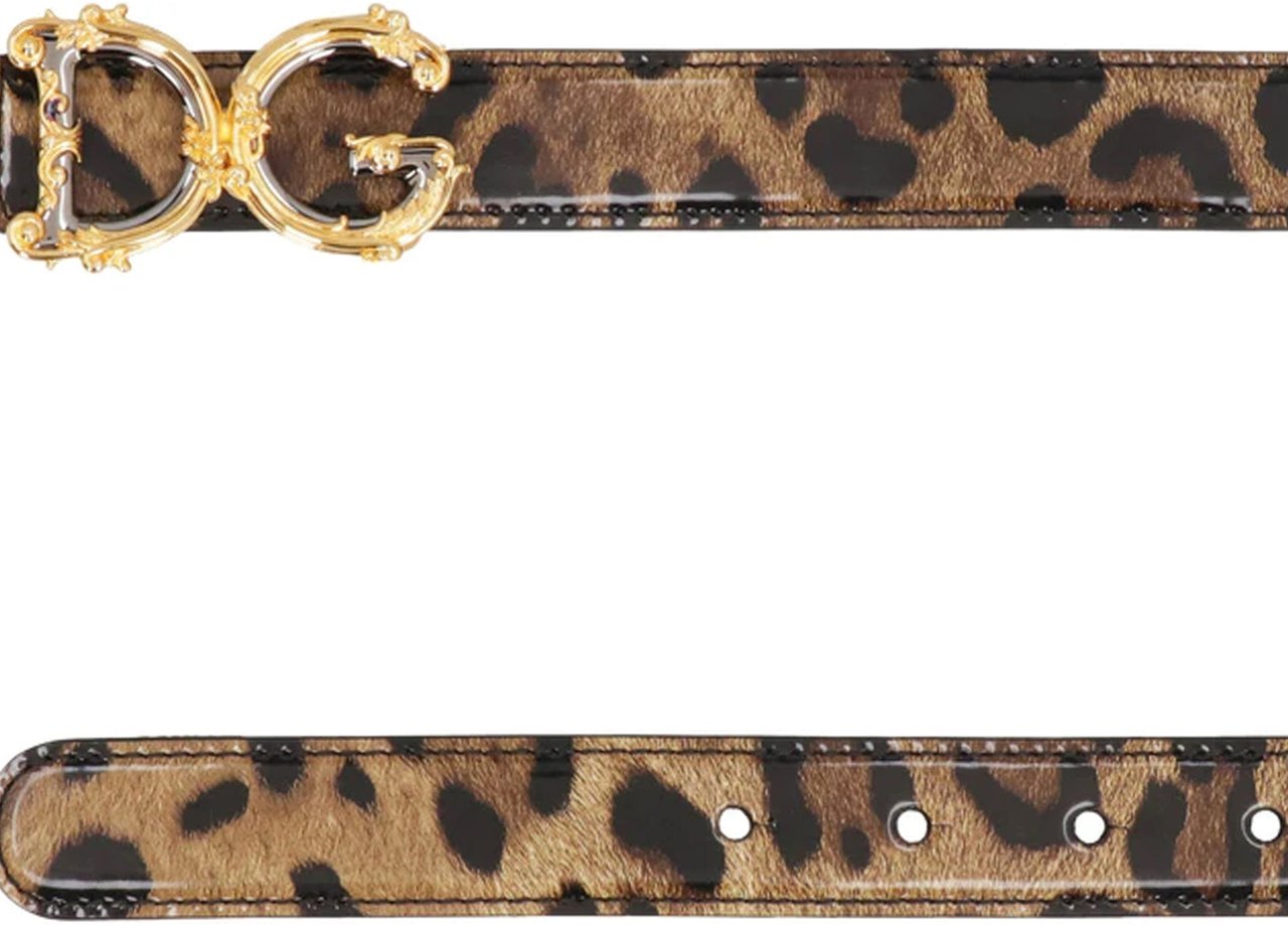 Dolce & Gabbana Leopard Print Belt Bruin