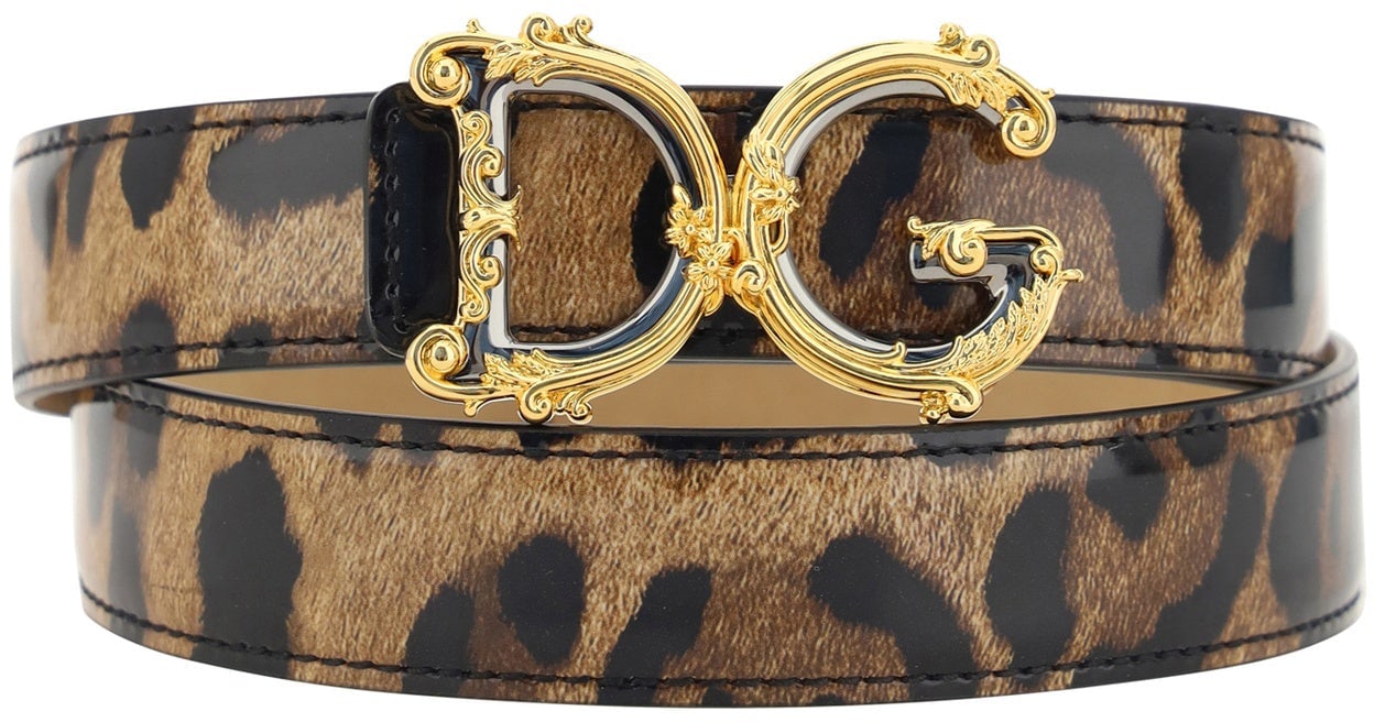 Dolce & Gabbana Leopard Print Belt Bruin