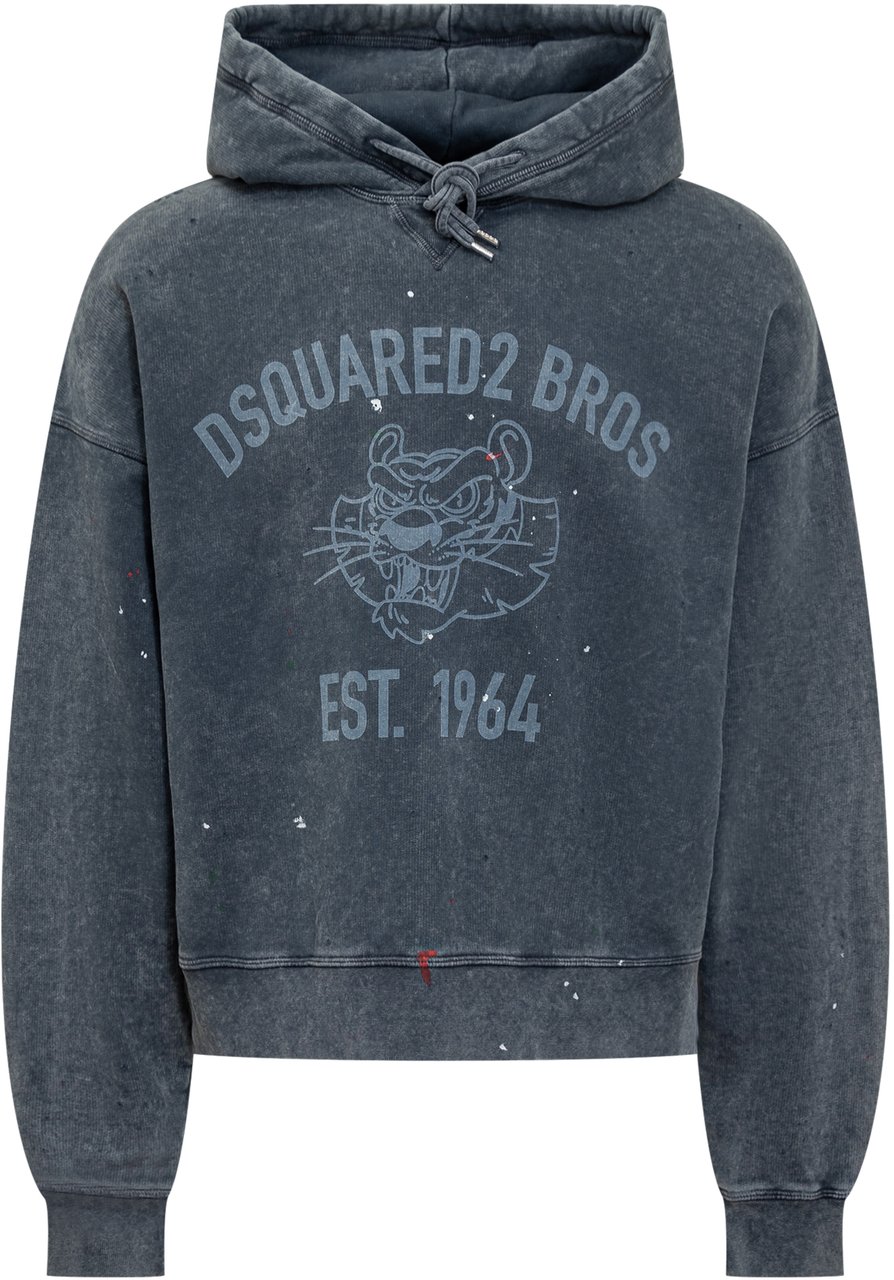 Dsquared2 Cotton Hooded Sweatshirt Blauw